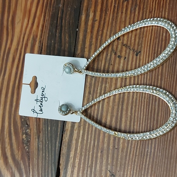 Twenty One Rhinestone Earrings - Picture 1 of 5